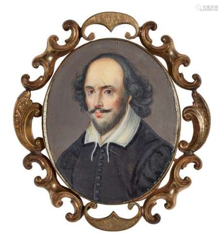 After Henry Pierce Bone, British 1779-1855- Portrait miniature of William Shakespeare, (1564-