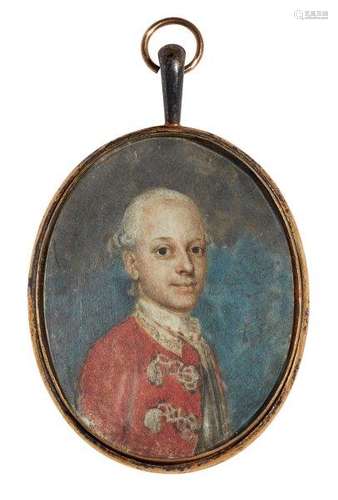 Circle of Gervase Jarvis Spencer, British c.1715-1763- Portrait miniature of a young gentleman,