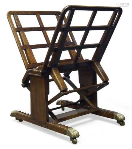 An Oak Portfolio Stand, late 19th/early 20th century, with two adjustable supports, on ratchet