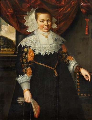Circle of Cornelis de Vos, Flemish 1584-1651- Portrait of a young girl standing three-quarter length