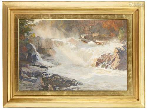 Ernest Edwards Briggs RI RSW, Scottish 1866-1913- The Falls of the Jummel; watercolour heightened