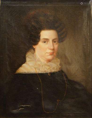 Northern European school, early/mid 19th century- Portrait of a lady, quarter length turned to the