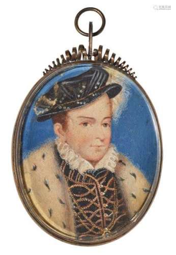 After François Clouet, French 1510-1572- Portrait miniature of Francis II, (1544-1560), quarter-