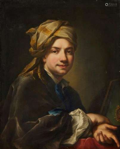 After Martin Mytens the Younger, Dutch 1695-1770- Self-portrait, seated half-length, with a grey