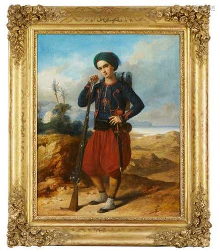 Alexandre Marie Colin, French 1798-1875- Zouave; oil on canvas, signed an dated 1847, 63x50.5 cm