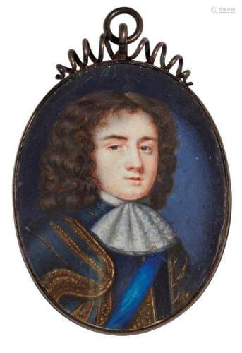 After Samuel Cooper, English 1609-1672- Portrait miniature of James Scott, Duke of Monmouth, (1649-