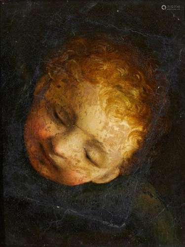Circle of Daniel Crespi, Italian 1598-1630- Head of a small child; oil on canvas laid down on panel,