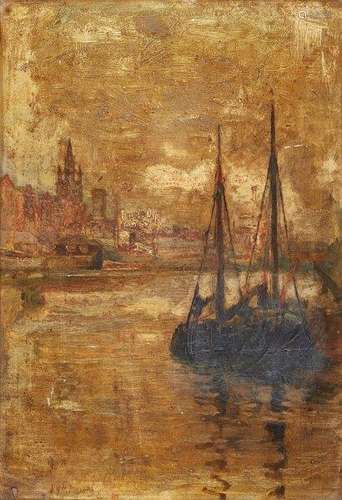 J V R Parsons, British exh. 1891-1914- Prince's Dock, Liverpool; oil on board, signed, signed and