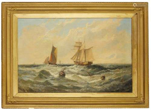 Edwin Hayes RHA RI ROI, British/Irish 1819-1904- Off Lowestoft; oil on canvas, signed, 50x76cm Note: