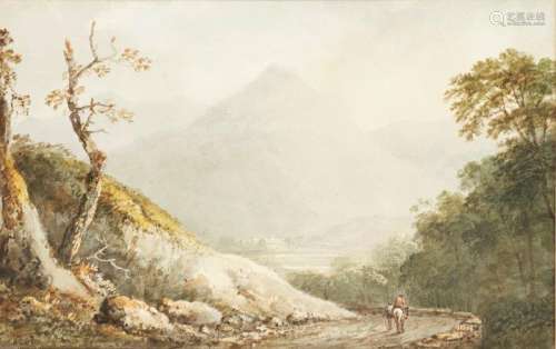 Benjamin Barker of Bath, British 1776-1838- Traveller on the road to Pont Aberglaslyn, vale of