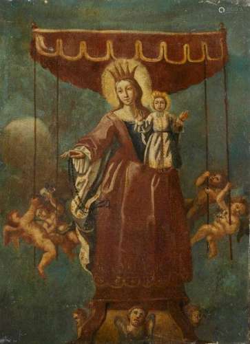 Italian School, 18th century- The Assumption of the Virgin and Child with a canopy held aloft by