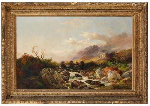 Joseph Horlor, British 1809-1887- Betws-y-Coed; oil on canvas, signed and dated 76?, bears label