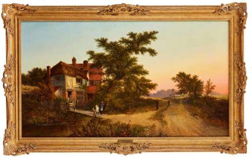 Walter Williams, British 1843-1884- Sunset Evening; oil on canvas, signed, 61x106.5cmPlease refer to