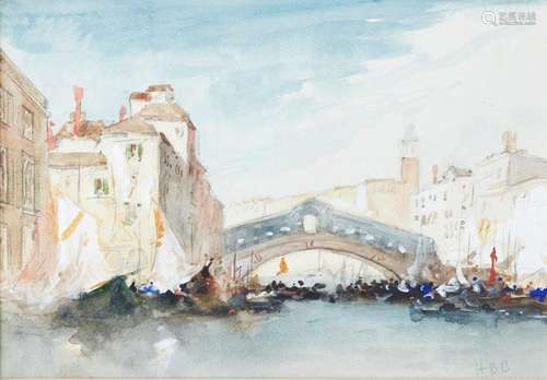 Hercules Brabazon Brabazon, British 1821-1906- The Rialto Bridge, Venice; watercolour and gouache