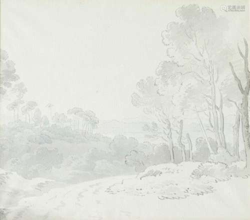 Sir George Bulteel Fisher, British 1764-1834- A River Landscape, Killarney; pen and grey black ink