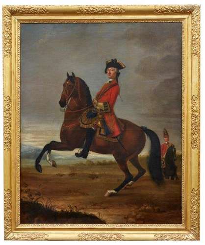 David Morier, Swiss/British 1705-1770- An equestrian portrait of an officer of the first troop of