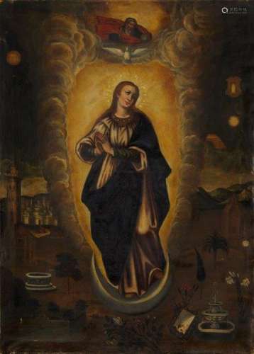 Italian School, 18th century- The Ascension of Mary; oil on canvas, 135.5x97cm., (unframed)Please