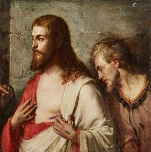 Circle of Carl Heinrich Bloch, Danish 1834-1890- Christ and St Thomas; oil on canvas,