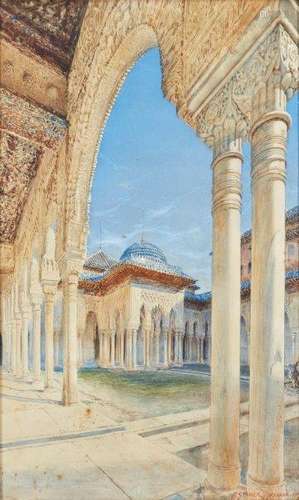 Henry Stanier, British fl. 1847-1892- The Alhambra Palace in Grenada; watercolour over traces of