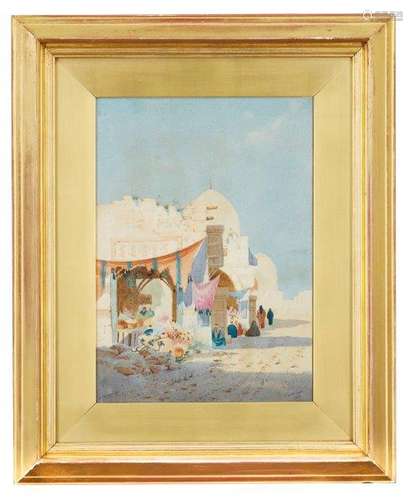 Augustus Osborne Lamplough ARA RWS, British 1877-1930- A street scene, Cairo; watercolour, signed