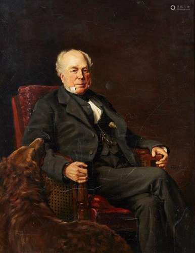 Henry Grant, British act. 1868-1916- Portrait of B. E. Bennett Esq., seated three-quarter-length