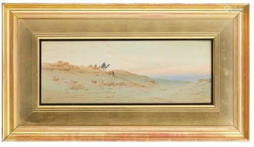 Augustus Osborne Lamplough ARA RWS, British 1877-1930- A desert afterglow; watercolour, signed and