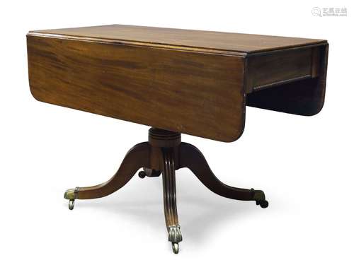 A mahogany Pembroke table, 19th Century, the rectangular top, with two drop leaves, the frieze