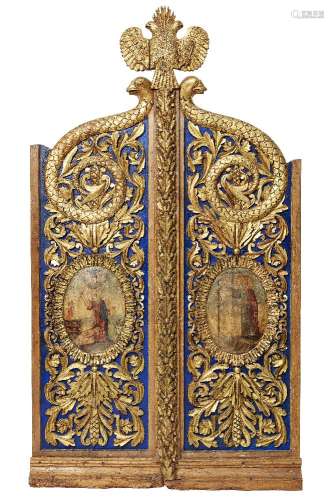 A pair of Royal doors, Eastern European or Russian, early 19th century, the right hand door