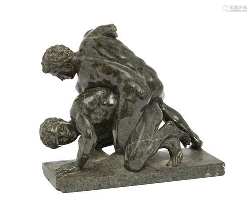 A Grand Tour fragmentary serpentine marble model of the Vatican wrestlers, 19th century, 23cm