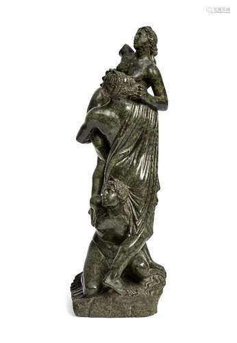 A Grand Tour fragmentary serpentine marble figure group of the Abduction of Persephone by Pluto,