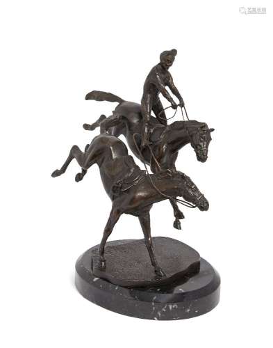James Osborne, British 1940-1992, Becher's Brook, a bronze model of a horse and rider in the Grand