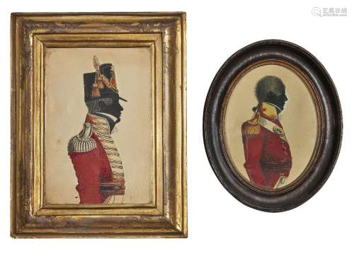 Circle of John Buncombe, British act.1825-1857- Silhouette portrait of a British officer,