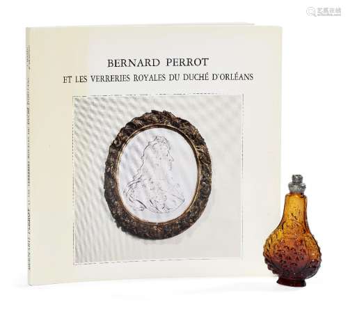 An amber glass scent bottle (flacon de perfume) by Bernard Perrot, late 17th century, moulded to one
