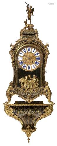 A Regence ormolu and boulle cased bracket clock by De Lorme of Paris, circa. 1735, the top mounted