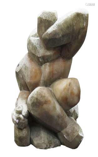 Alan Brazier, British 1956-2016, Crouching figure, alabaster, 97cm high(ARR)There are signs of a