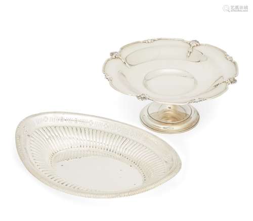 A scalloped silver tazza with shell points, Birmingham, c.1922, Mappin & Webb, together with a
