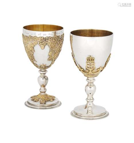 Two cased silver wine goblets, by Asprey & Co., London, c.1972, the first, a limited edition