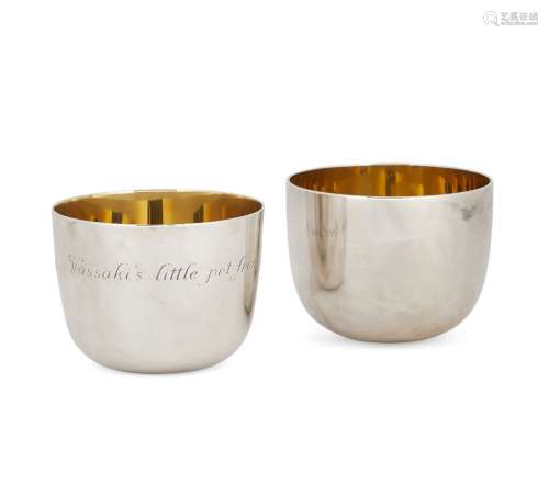 A pair of silver tumblers with gilt wash interiors, London c.1972, one Garrard & Co., the other CJ