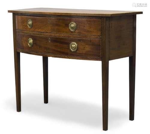 A George III mahogany and line inlaid sideboard, with two drawers, each having geometric inlay,