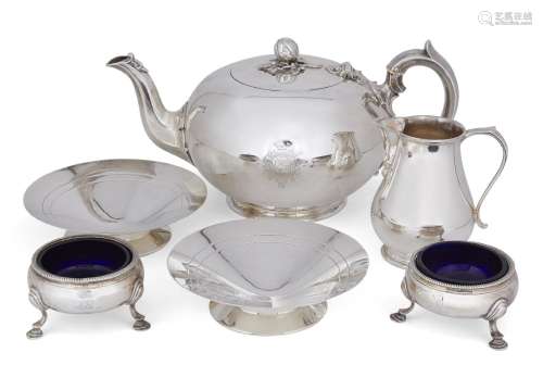 A Victorian silver teapot with wooden stand, London, c.1851, Edward, John & William Barnard, the