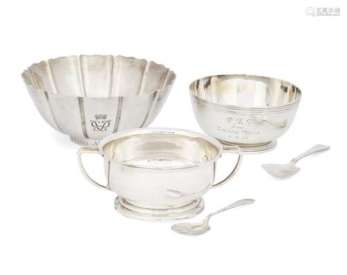 A cased silver Queen Elizabeth II wedding anniversary bowl, by Asprey & Co., London, c.1972, of