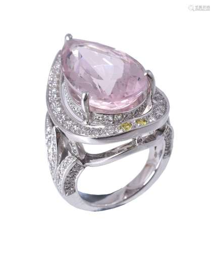 An 18 carat white gold morganite and diamond ring