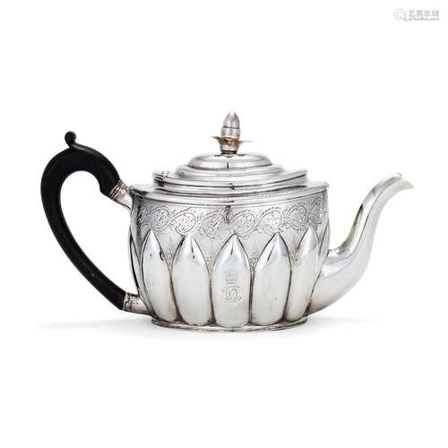 A George III silver oval tea pot by Solomon Hougham