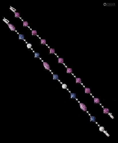 A pink sapphire and diamond bracelet by Elie Chatila