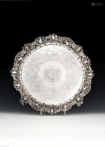 An impressive George III silver circular salver by Paul Storr