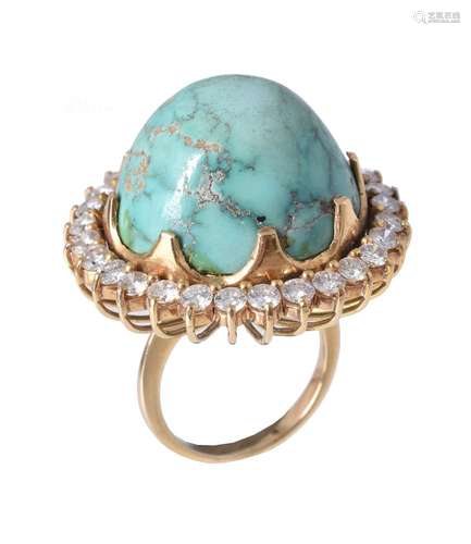 A turquoise and diamond ring by Sanz