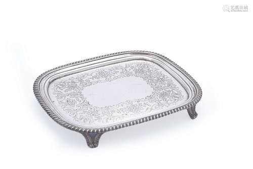 A late George III silver oblong salver by William Bennett