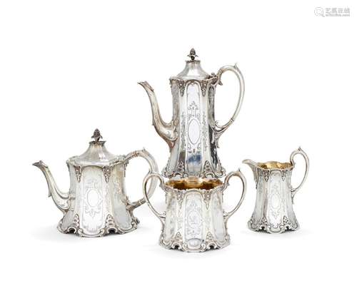 ϒ A Victorian silver four piece tea and coffee service by Edward, John & William Barnard