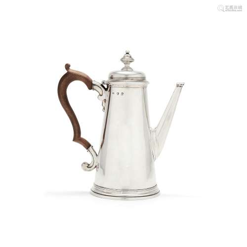 A George I silver straight-tapered coffee pot by Edward Feline