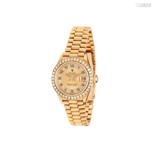 Rolex, Oyster Perepetual Datejust, ref. 69178, a lady's 18 carat gold and diamond bracelet watch